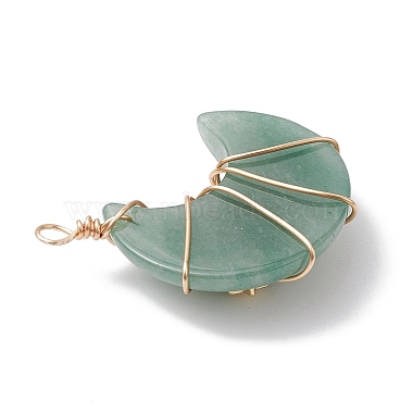 pendentifs enveloppés de fil de cuivre d'aventurine verte naturelle(PALLOY-JF02685-03)-4