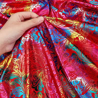 Phoenix Flower Pattern Bronzing Polyester Fabric(DIY-WH0032-98B)-3