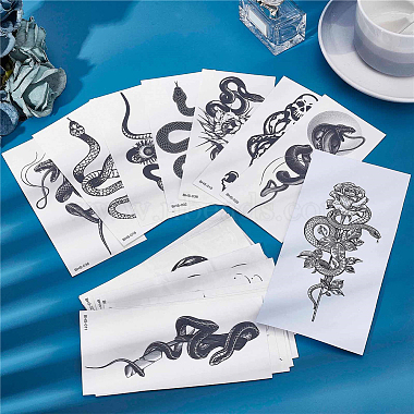 Craspire 20 feuilles 20 style cool body art amovible serpent tatouages temporaires autocollants(STIC-CP0001-02)-6