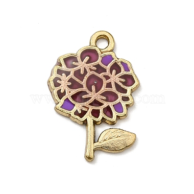 Golden Old Rose Flower Alloy+Enamel Pendants