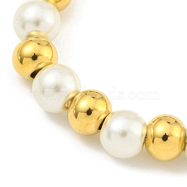 8mm 304 Stainless Steel & 201 Stainless Steel & Plastic Pearl Round Beaded Necklaces for Women(NJEW-G144-03G)-2