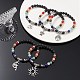 Natural Mixed Gemstone Round Beaded Stretch Bracelets with Alloy Charms(BJEW-JB09403)-5