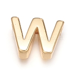 Brass Charms, for Personalized Name Necklace Making, Long-Lasting Plated, Letter, Letter.W, W: 8.5x11.5x3mm, Hole: 1.5mm(ZIRC-I037-01W-G)