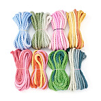 8 Bags 8 Colors 3-Ply Round Cotton Twisted Cord, Gradient Color, for DIY Craft, Mixed Color, 3.5~3.8mm, about 3.28 Yards(3m)/Bag, 1 bag/color(OCOR-TA0003-82A)