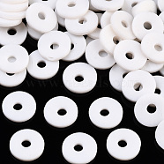 Handmade Polymer Clay Beads, Disc/Flat Round, Heishi Beads, Misty Rose, 8x0.5~1mm, Hole: 2mm, about 13000pcs/1000g(CLAY-R067-8.0mm-B16)