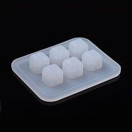 Silicone Bead Molds, Resin Casting Molds, For UV Resin, Epoxy Resin Jewelry Making, Rhombus, White, 7.2x5.9x1.4cm, Hole: 2.5mm, Inner Size: 6mm(DIY-F020-06-A)