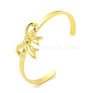 Bowknot Rack Plating Brass Open Cuff Bangles for Women, Cadmium Free & Lead Free, Long-Lasting Plated, Real 18K Gold Plated, Inner Diameter: 2-1/4 inch(5.85cm)(BJEW-P322-06C-G)