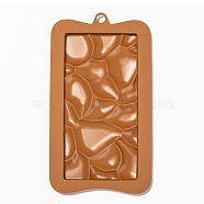 Chocolate Food Grade Silicone Molds, Rectangle with Cobblestone Shaped Pattern, Resin Casting Molds, Epoxy Resin Craft Making, Peru, 185x103x8mm, Hole: 9mm, Finished Protect: 150x75x7mm(DIY-F068-03)