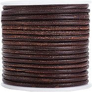 Cowhide Leather Cord, Jewelry Cord, Jewelry Making Material, Saddle Brown, 3mm, about 21.87 Yards(20m)/Roll(WL-WH0010-01B)