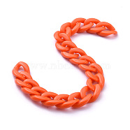 Handmade Opaque Acrylic Curb Chains, Orange, Links: 19x13.5x4.5mm, 39.37 inch(1m)/strand(AJEW-JB00662-04)