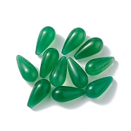 Natural Green Onyx Agate Beads, No Hole/Undrilled, Dyed & Heated, Teardrop, Green, 20x10mm(G-F741-02C-02)