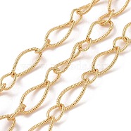 Brass Twisted Oval Link Chains, Unwelded, with Spool, Cadmium Free & Lead Free, Real 18K Gold Plated, 25x11.5x2mm, 13x8x1.5mm(CHC-K013-11G)