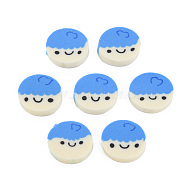 Handmade Polymer Clay Cabochons, Flat Round with Expression, Cornflower Blue, 9.5x2mm, about 4700pcs/1000g(CLAY-N006-128)