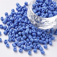 Glass Seed Beads, Opaque Colours Seed, Round, Cornflower Blue, Size: about 4mm in diameter, hole:1.5mm, about 1000pcs/100g(X1-SEED-A010-4mm-43B)