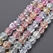 Crackle Glass Beads Strands, Dyed & Heated, Round, Colorful, 10mm, Hole: 1.4mm, about 41~42pcs/strand, 15.35~15.75 inch(39~40cm)(GLAA-S192-B-009B)