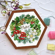 Winter Theme Flower Pattern Cross-stitch Beginner Kits, including Embroidery Fabric & Thread, Needle, Colorful, 370x370mm(PW-WG32524-03)