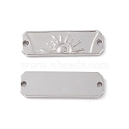 304 Stainless Steel Connector Charms, Rectangle Links with Sun Pattern, Stainless Steel Color, 30x10x2mm, Hole: 1.5mm(STAS-K242-18P)