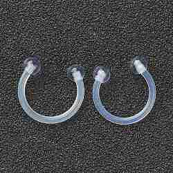Acrylic Circular/Horseshoe Barbell with Double Round Ball, Eyebrow Rings, Nose Septum Rings, Clear, 12x12x3mm, Pin: 18 Gauge(1mm), Inner Diameter: 10mm, Ball: 3mm(AJEW-P084-04B)
