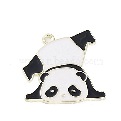 Alloy Enamel Pendants, Panda Charms, Golden, 23.5x24.5x1.5mm, Hole: 1.7mm(ENAM-P253-01B-G)