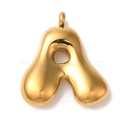 Ion Plating(IP) 304 Stainless Steel Pendants, Letter Charm, Golden, Letter A, 25x22x6mm, Hole: 2mm(STAS-M017-08G-01)