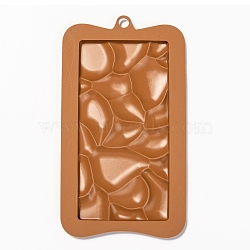 Chocolate Food Grade Silicone Molds, Rectangle with Cobblestone Shaped Pattern, Resin Casting Molds, Epoxy Resin Craft Making, Peru, 185x103x8mm, Hole: 9mm, Finished Protect: 150x75x7mm(DIY-F068-03)