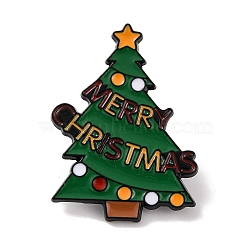 Christmas Tree Enamel Pins, Christmas Theme Alloy Brooches for Backpack Clothes, Dark Green, 30x22x1mm(JEWB-M043-03A)