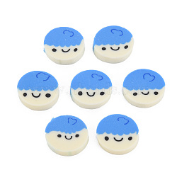 Handmade Polymer Clay Cabochons, Flat Round with Expression, Cornflower Blue, 9.5x2mm, about 4700pcs/1000g(CLAY-N006-128)