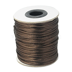 Nylon Cord, Satin Rattail Cord, for Beading Jewelry Making, Chinese Knotting, Coconut Brown, 2mm, about 50yards/roll(150 feet/roll)(NWIR-A003-03)