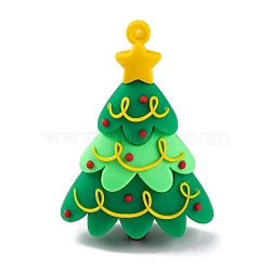 PVC Plastic Pendants, Christmas Theme, Christmas Tree, 55.5x38.5x18.5mm, Hole: 3.5mm(KY-S172-02I)