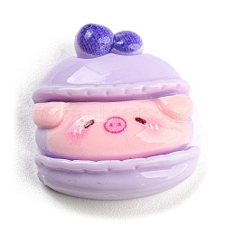 Pig Theme Opaque Resin Decoden Cabochons, Pink, Food, 22.5x20.5x7.5mm(RESI-C042-03D)