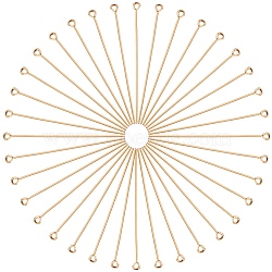 SUNNYCLUE 120Pcs Brass Eye Pins, Real 18K Gold Plated, 20 Gauge, 50mm, Hole: 1mm, Pin: 0.8mm(KK-SC0005-27)