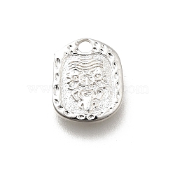 Brass Charms, God of Wealth Zaki Ram, 925 Sterling Silver Plated, 11.5x9x1.5mm, Hole: 1.8mm(KK-K378-64P)