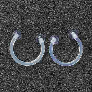 Acrylic Circular/Horseshoe Barbell with Double Round Ball, Eyebrow Rings, Nose Septum Rings, Clear, 12x12x3mm, Pin: 18 Gauge(1mm), Inner Diameter: 10mm, Ball: 3mm