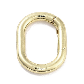 Brass Spring Gate Rings, Long-Lasting Plated, Lead Free & Cadmium Free, Oval, Real 18K Gold Plated, 19.5x14.5x2.5mm, Hole: 14x9.5mm