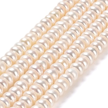 Natural Cultured Freshwater Pearl Beads Strands, Grade 5A, Rondelle, PapayaWhip, 6~7x4~4.5mm, Hole: 0.8mm, about 88pcs/strand, 14.09''(35.8cm)