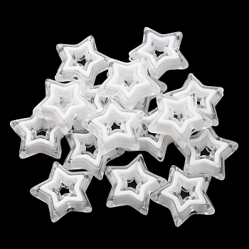 Acrylic Beads, Bead in Bead, Star, White, 21.5x22x6mm, Hole: 3mm, about 280pcs/500g