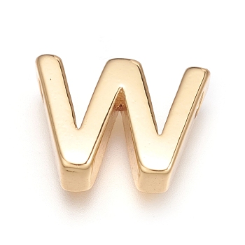Brass Charms, Long-Lasting Plated, Letter, Letter.W, W: 8.5x11.5x3mm, Hole: 1.5mm