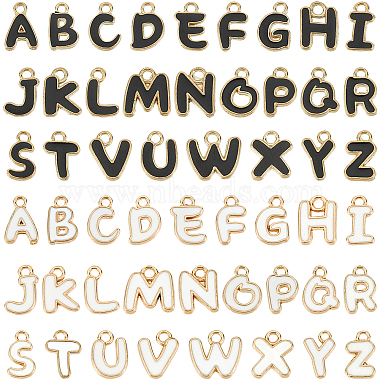 Light Gold Mixed Color Letter A~Z Alloy+Enamel Charms