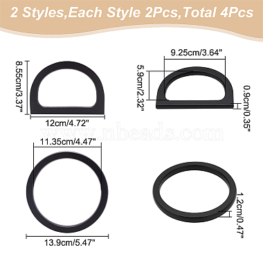 4Pcs 2 Style Wood D-Ring & Round Ring Bag Handles(DIY-WR0002-58)-2