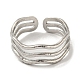 304 Stainless Steel Triple Lines Open Cuff Ring(RJEW-C067-07P)-2