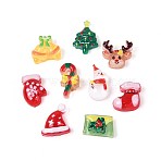 Christmas Theme Opaque Resin Cabochons, Mixed Shapes, Mixed Color, 5~8.5x5~7.5x3mm(CRES-T025-20)
