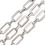 201 Stainless Steel Oval Link Chains, Unwelded, with Spool, Stainless Steel Color, link: 14x6.5x1.5mm and 8x5x2mm(CHS-F024-04P)