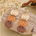 Thanksgiving Day Pumpkin Acrylic Glitter Powder Dangle Stud Earrings, Golden, 70x23mm(FS-WGE72CC-01)