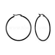 304 Stainless Steel Hoop Earrings, Hypoallergenic Earrings, Ring Shape, Gunmetal, 12 Gauge, 34~36x2mm, Pin: 0.7~1.3x0.68mm(EJEW-F105-09B)