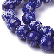 Synthetic Regalite/Imperial Jasper/Sea Sediment Jasper Bead Strands, Dyed, Round, Dark Blue, 12mm, Hole: 1mm, about 33pcs/strand, 15.7 inch(G-I100-12mm-03)