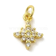 Brass Micro Pave Cubic Zirconia Charms, Real 18K Gold Plated, Star Charms, Clear, 14.5x12x3mm, Hole: 3mm(KK-M283-16B-01)