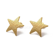 304 Stainless Stud Earring Findings, with Vertical Loops, Golden, Star, 22x22mm, Hole: 2.5mm, Pin: 0.8mm(STAS-M314-02B-G)