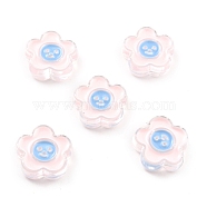 Transparent Acrylic Beads, with Enamel, Flower, Misty Rose, 19.5x26x9mm, Hole: 3.5mm(TACR-B001-04A)