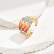 Stainless Steel Open Cuff Rings, Colorful, Rhombus, No Size(NZ0407-2)