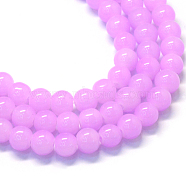 Baking Painted Imitation Jade Glass Round Bead Strands, Plum, 6.5mm, Hole: 1.5mm, about 145pcs/strand, 31.8 inch(X-DGLA-Q021-6mm-23)